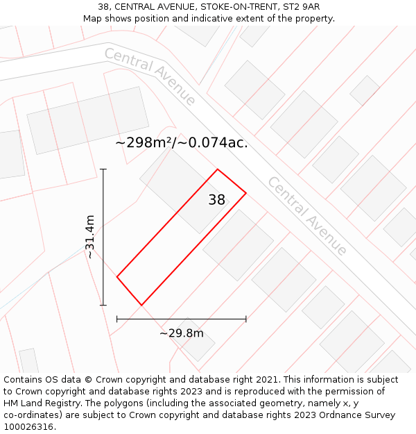 38, CENTRAL AVENUE, STOKE-ON-TRENT, ST2 9AR: Plot and title map
