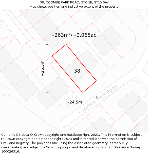 38, COOMBE PARK ROAD, STONE, ST15 0AY: Plot and title map