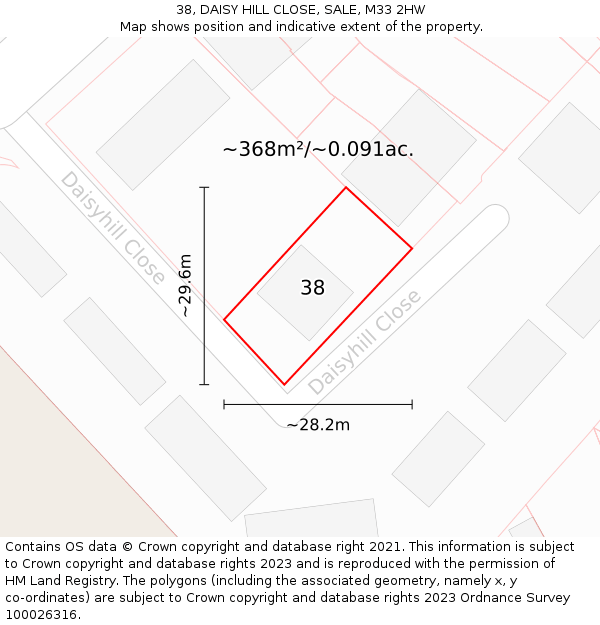 38, DAISY HILL CLOSE, SALE, M33 2HW: Plot and title map