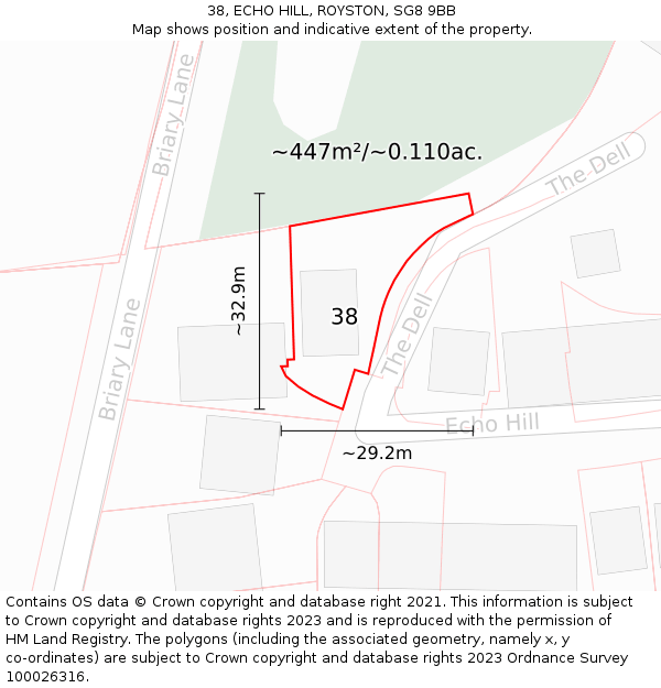 38, ECHO HILL, ROYSTON, SG8 9BB: Plot and title map