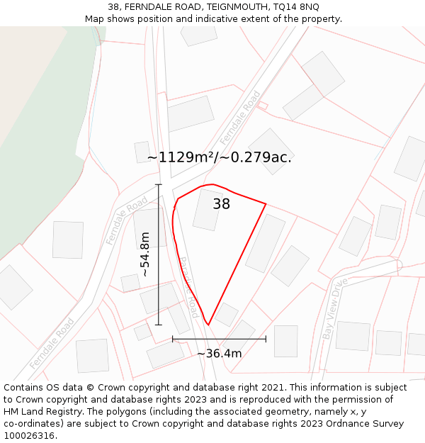 38, FERNDALE ROAD, TEIGNMOUTH, TQ14 8NQ: Plot and title map