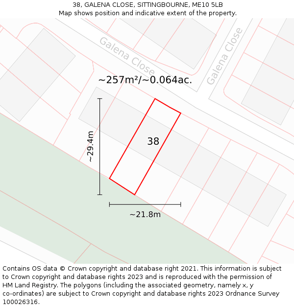 38, GALENA CLOSE, SITTINGBOURNE, ME10 5LB: Plot and title map