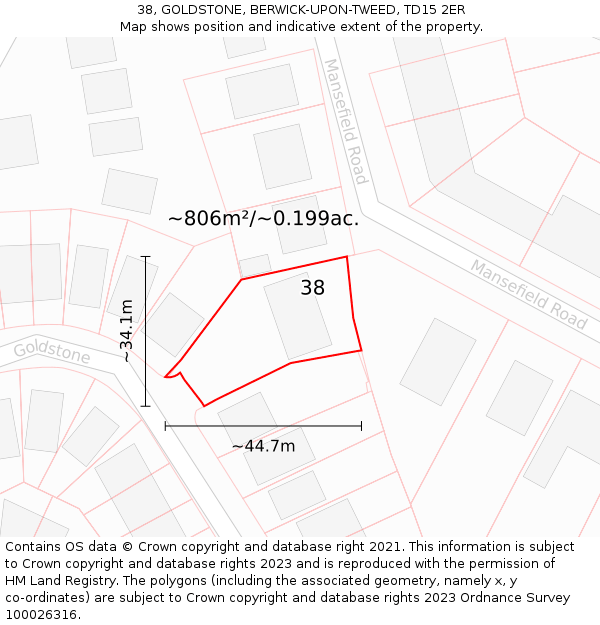 38, GOLDSTONE, BERWICK-UPON-TWEED, TD15 2ER: Plot and title map