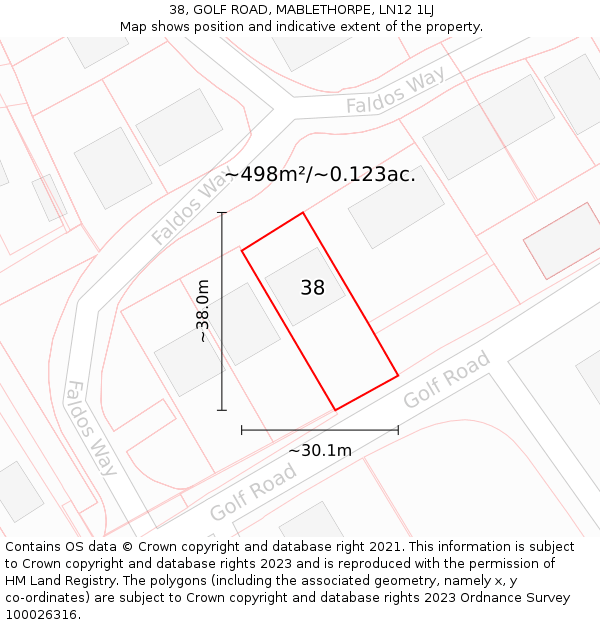 38, GOLF ROAD, MABLETHORPE, LN12 1LJ: Plot and title map