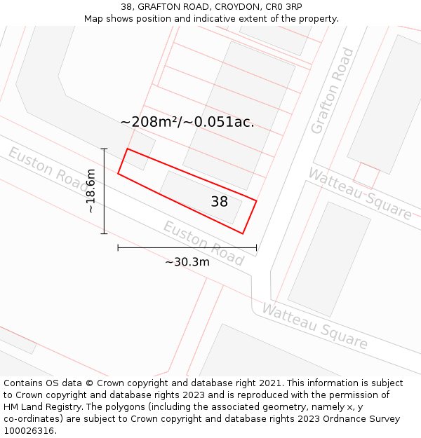 38, GRAFTON ROAD, CROYDON, CR0 3RP: Plot and title map
