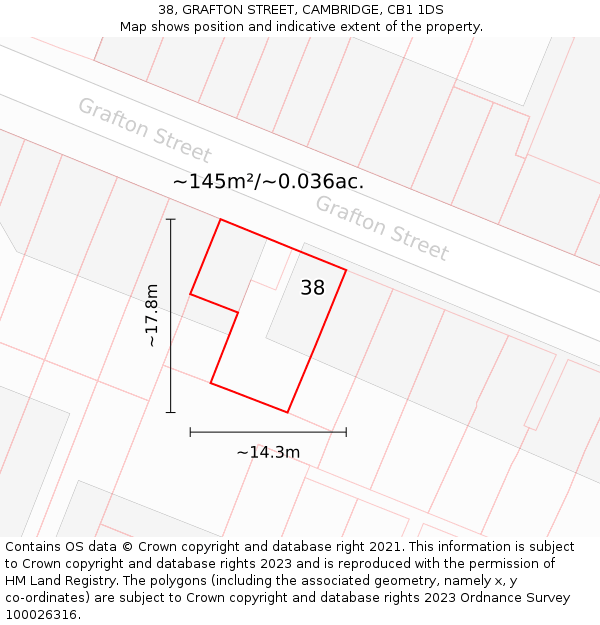 38, GRAFTON STREET, CAMBRIDGE, CB1 1DS: Plot and title map