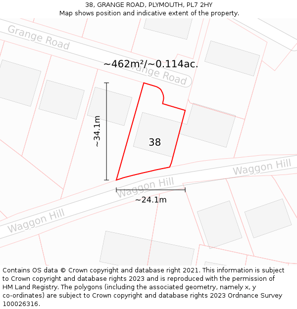 38, GRANGE ROAD, PLYMOUTH, PL7 2HY: Plot and title map