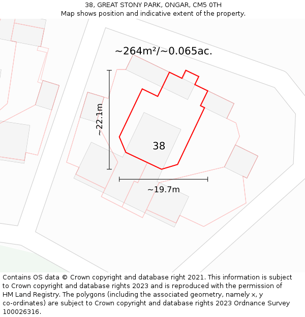 38, GREAT STONY PARK, ONGAR, CM5 0TH: Plot and title map