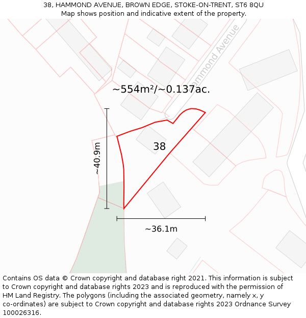 38, HAMMOND AVENUE, BROWN EDGE, STOKE-ON-TRENT, ST6 8QU: Plot and title map