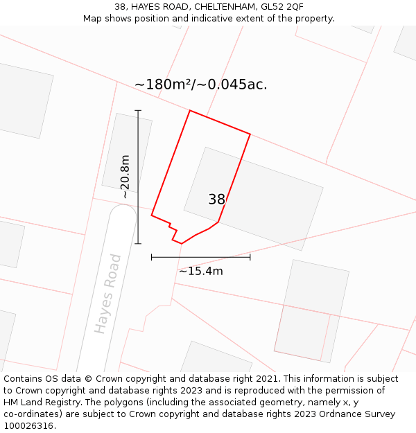 38, HAYES ROAD, CHELTENHAM, GL52 2QF: Plot and title map