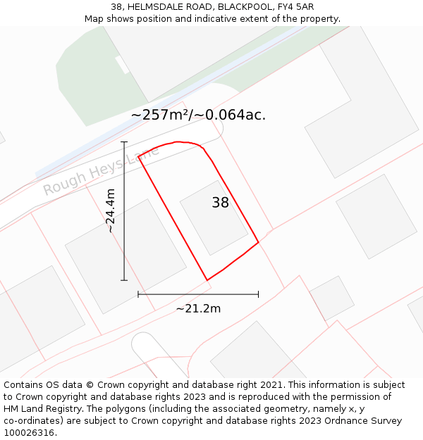 38, HELMSDALE ROAD, BLACKPOOL, FY4 5AR: Plot and title map