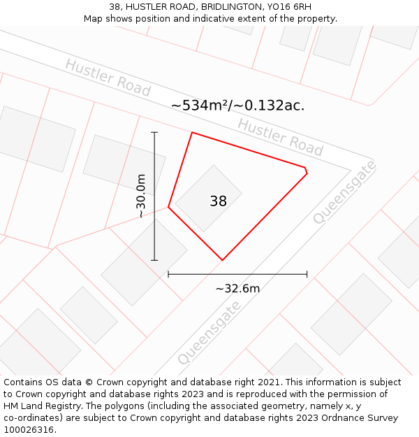 38, HUSTLER ROAD, BRIDLINGTON, YO16 6RH: Plot and title map