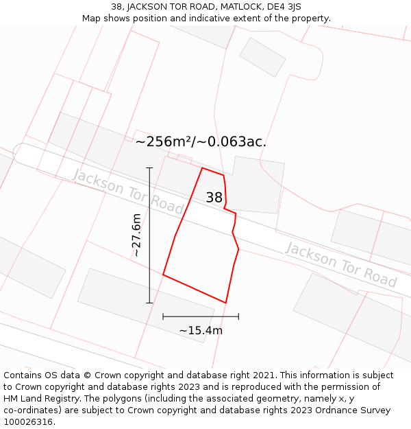 38, JACKSON TOR ROAD, MATLOCK, DE4 3JS: Plot and title map