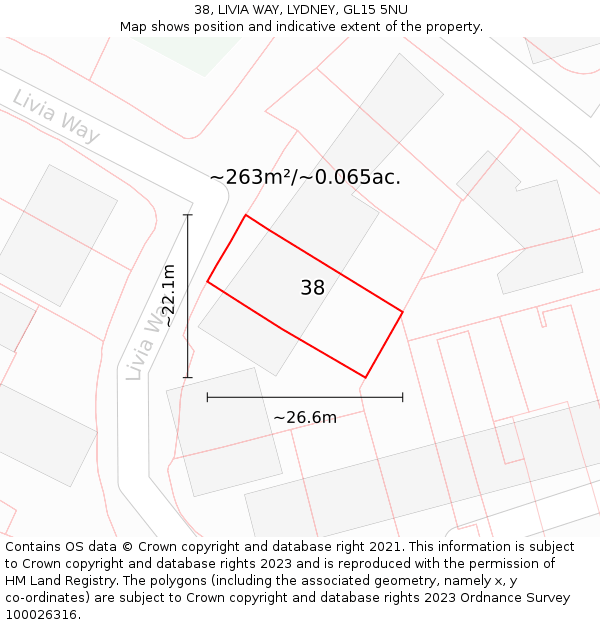 38, LIVIA WAY, LYDNEY, GL15 5NU: Plot and title map