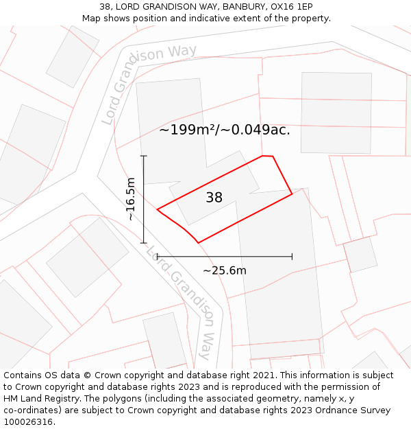 38, LORD GRANDISON WAY, BANBURY, OX16 1EP: Plot and title map