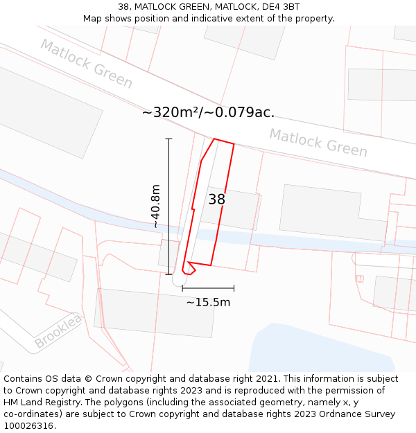 38, MATLOCK GREEN, MATLOCK, DE4 3BT: Plot and title map