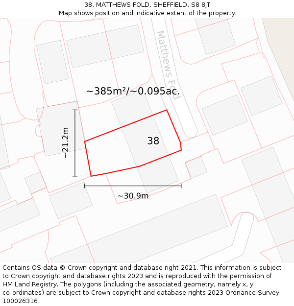 38, MATTHEWS FOLD, SHEFFIELD, S8 8JT: Plot and title map