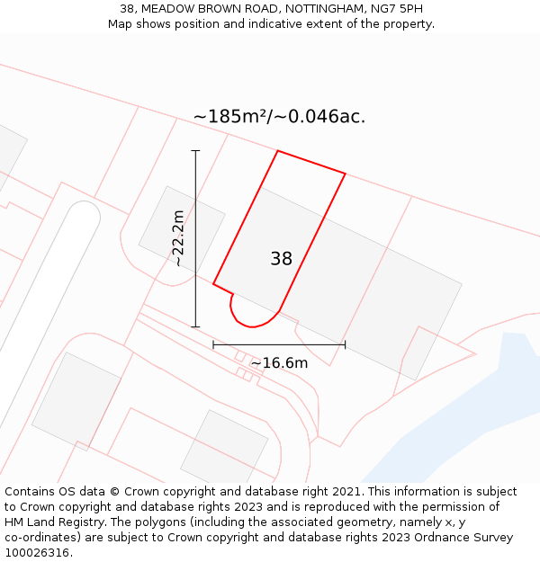 38, MEADOW BROWN ROAD, NOTTINGHAM, NG7 5PH: Plot and title map