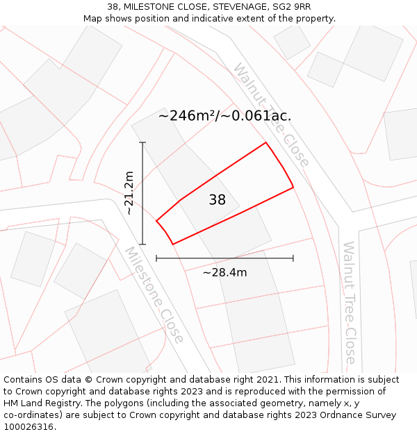 38, MILESTONE CLOSE, STEVENAGE, SG2 9RR: Plot and title map