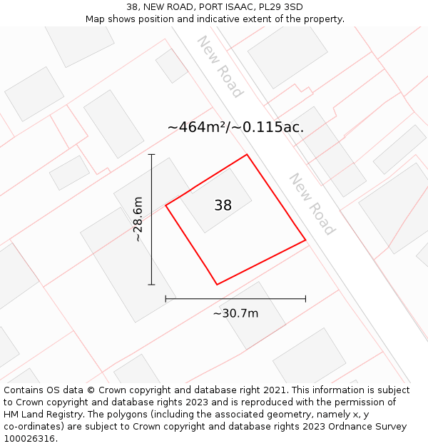 38, NEW ROAD, PORT ISAAC, PL29 3SD: Plot and title map