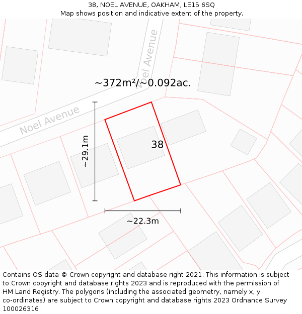 38, NOEL AVENUE, OAKHAM, LE15 6SQ: Plot and title map