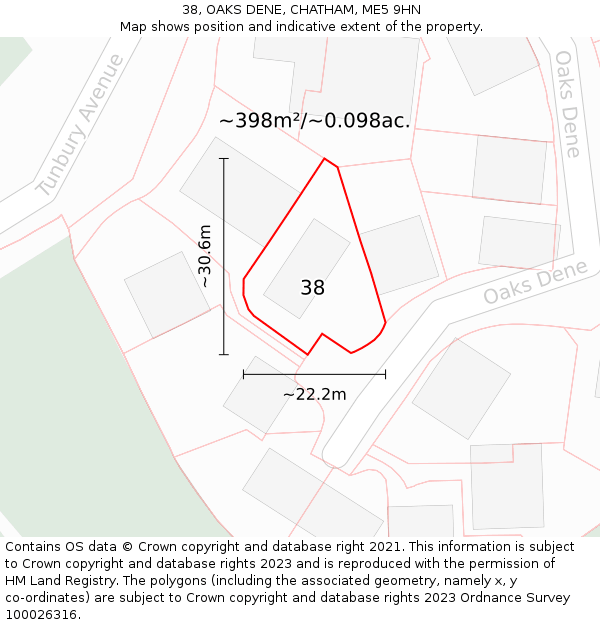 38, OAKS DENE, CHATHAM, ME5 9HN: Plot and title map