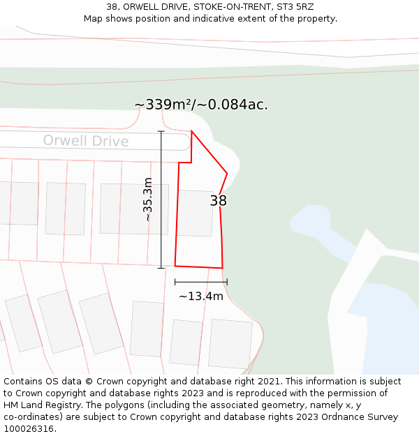 38, ORWELL DRIVE, STOKE-ON-TRENT, ST3 5RZ: Plot and title map
