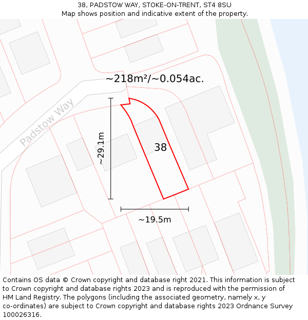 38, PADSTOW WAY, STOKE-ON-TRENT, ST4 8SU: Plot and title map