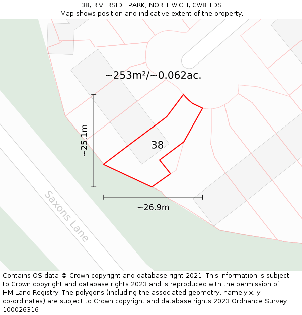 38, RIVERSIDE PARK, NORTHWICH, CW8 1DS: Plot and title map