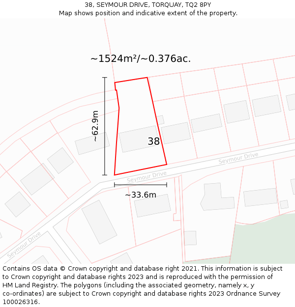 38, SEYMOUR DRIVE, TORQUAY, TQ2 8PY: Plot and title map