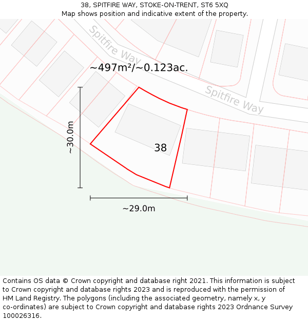 38, SPITFIRE WAY, STOKE-ON-TRENT, ST6 5XQ: Plot and title map