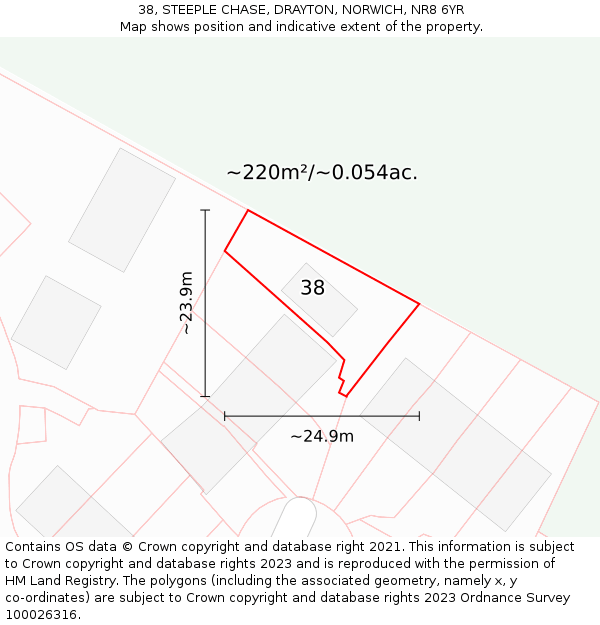 38, STEEPLE CHASE, DRAYTON, NORWICH, NR8 6YR: Plot and title map