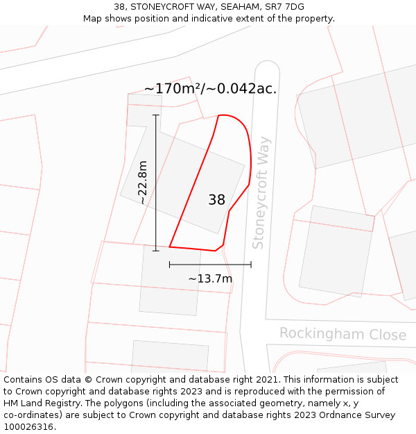 38, STONEYCROFT WAY, SEAHAM, SR7 7DG: Plot and title map