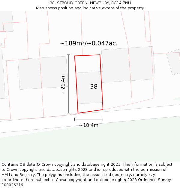 38, STROUD GREEN, NEWBURY, RG14 7NU: Plot and title map