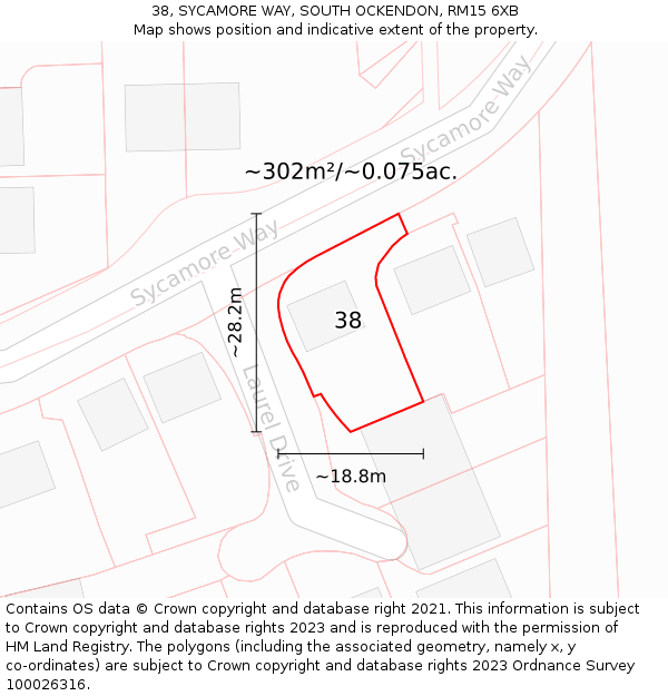 38, SYCAMORE WAY, SOUTH OCKENDON, RM15 6XB: Plot and title map