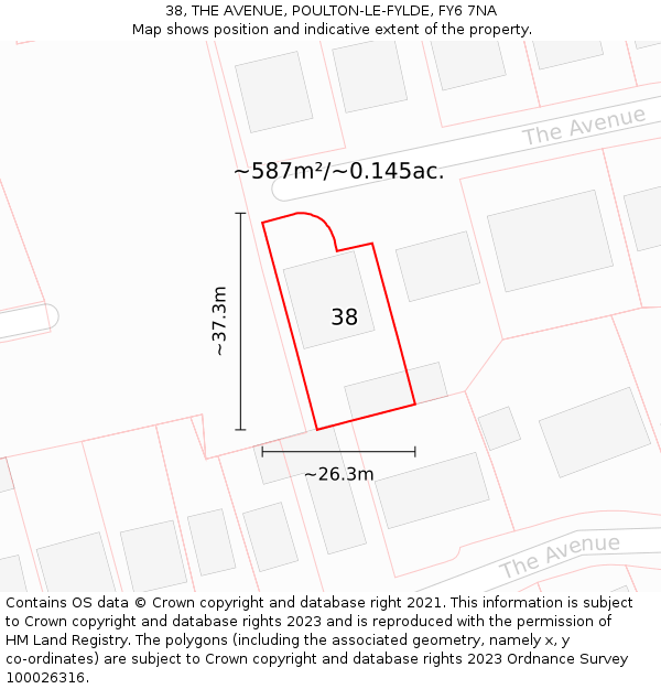 38, THE AVENUE, POULTON-LE-FYLDE, FY6 7NA: Plot and title map