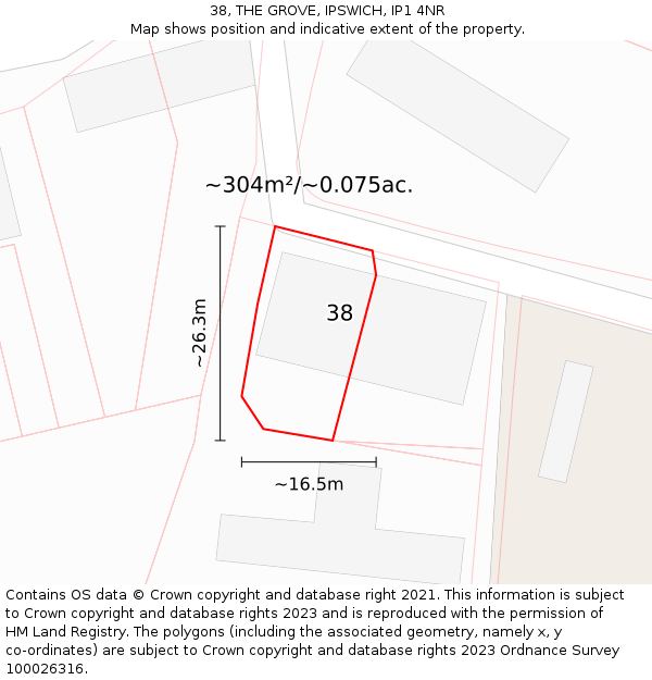 38, THE GROVE, IPSWICH, IP1 4NR: Plot and title map
