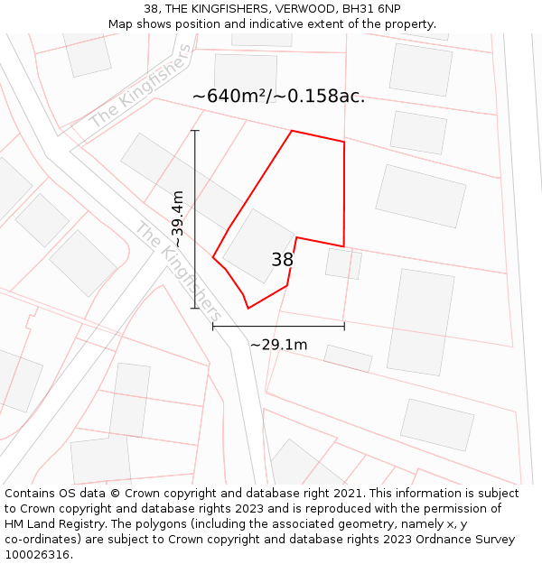 38, THE KINGFISHERS, VERWOOD, BH31 6NP: Plot and title map