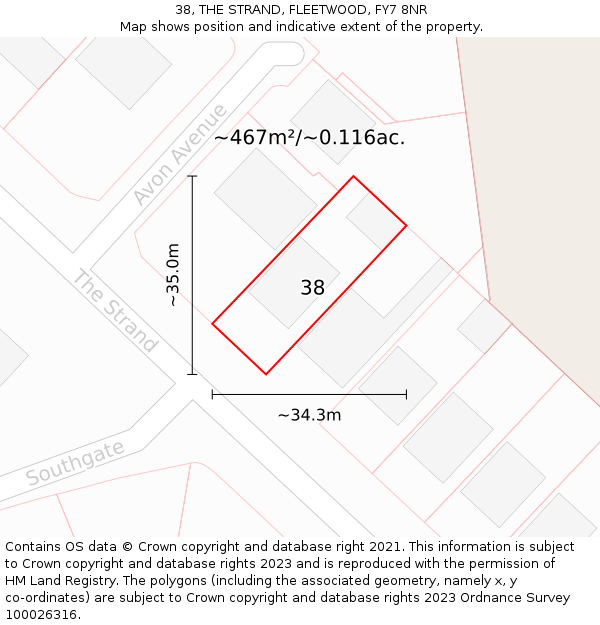 38, THE STRAND, FLEETWOOD, FY7 8NR: Plot and title map