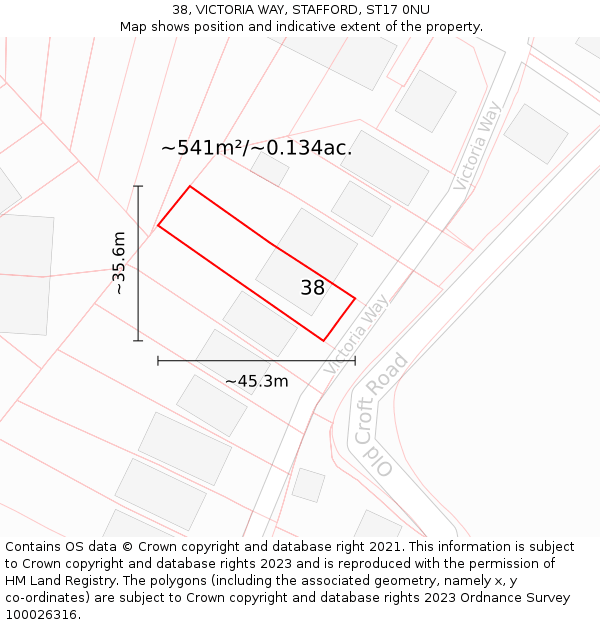 38, VICTORIA WAY, STAFFORD, ST17 0NU: Plot and title map