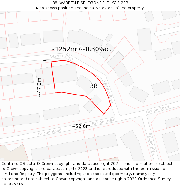 38, WARREN RISE, DRONFIELD, S18 2EB: Plot and title map