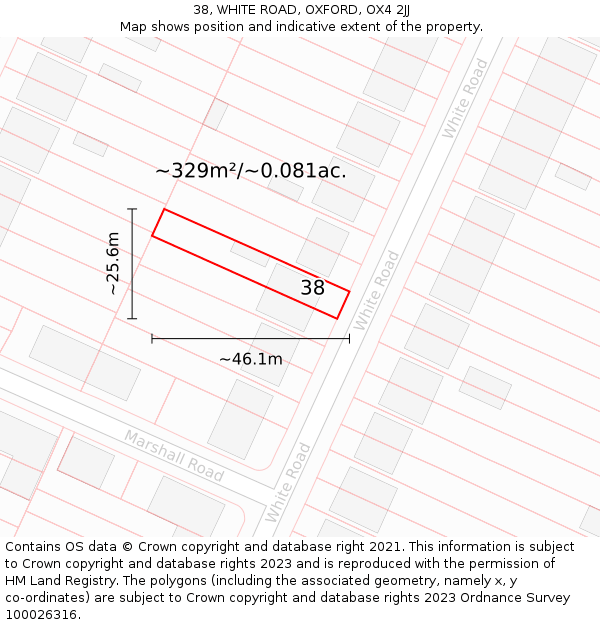 38, WHITE ROAD, OXFORD, OX4 2JJ: Plot and title map