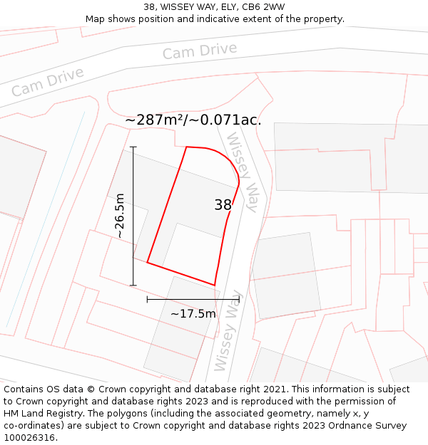 38, WISSEY WAY, ELY, CB6 2WW: Plot and title map