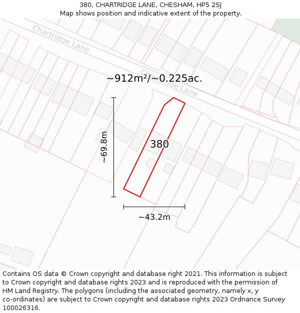 380, CHARTRIDGE LANE, CHESHAM, HP5 2SJ: Plot and title map