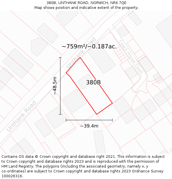 380B, UNTHANK ROAD, NORWICH, NR4 7QE: Plot and title map