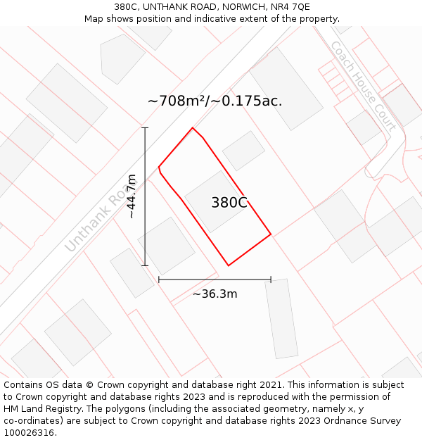 380C, UNTHANK ROAD, NORWICH, NR4 7QE: Plot and title map