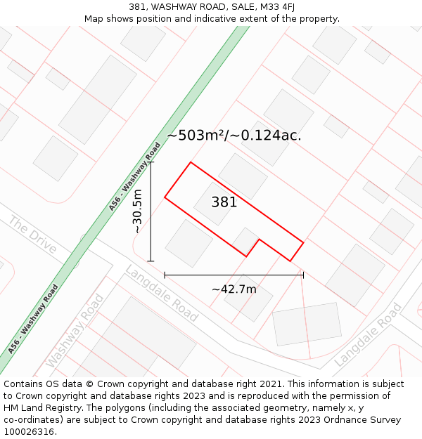 381, WASHWAY ROAD, SALE, M33 4FJ: Plot and title map