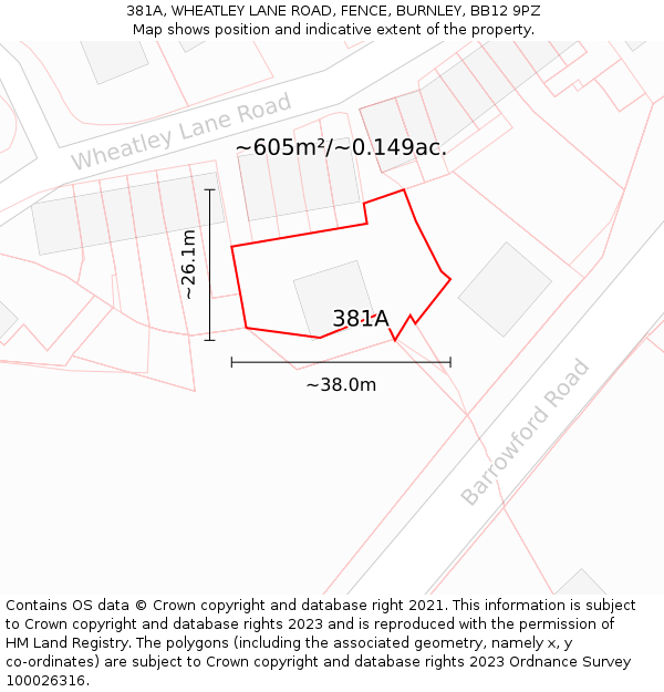 381A, WHEATLEY LANE ROAD, FENCE, BURNLEY, BB12 9PZ: Plot and title map