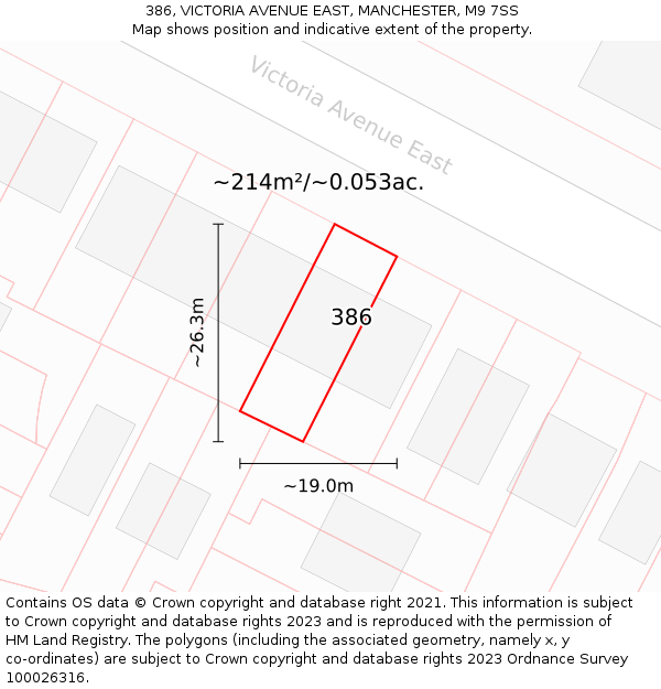 386, VICTORIA AVENUE EAST, MANCHESTER, M9 7SS: Plot and title map
