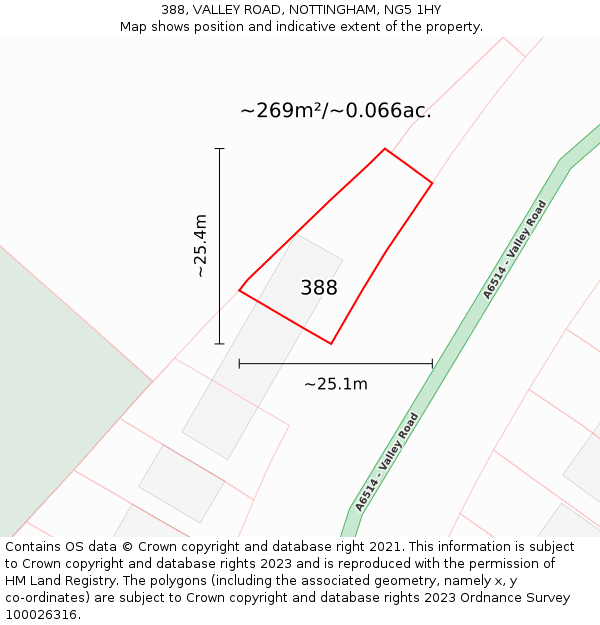 388, VALLEY ROAD, NOTTINGHAM, NG5 1HY: Plot and title map